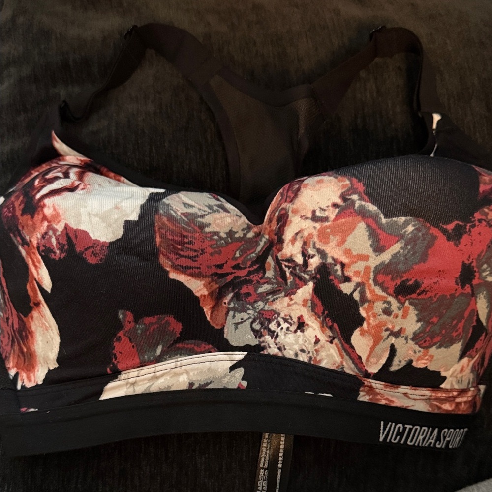 Incredibly by Victoria's Secret Black and Pink Floral Sports Bra